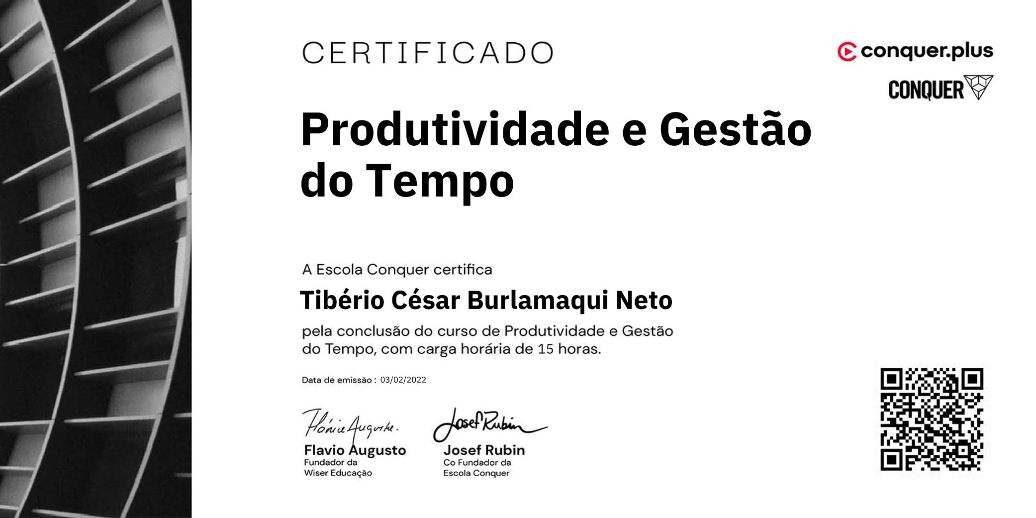 Certificado de Produtividade e Gestão do Tempo